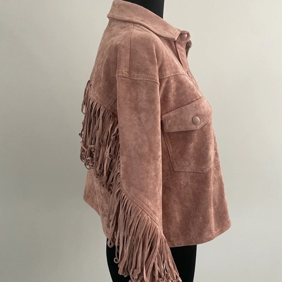 NWT Blank NYC Vegan Suede Fringe Moto Jacket Sz M - Picture 9 of 14